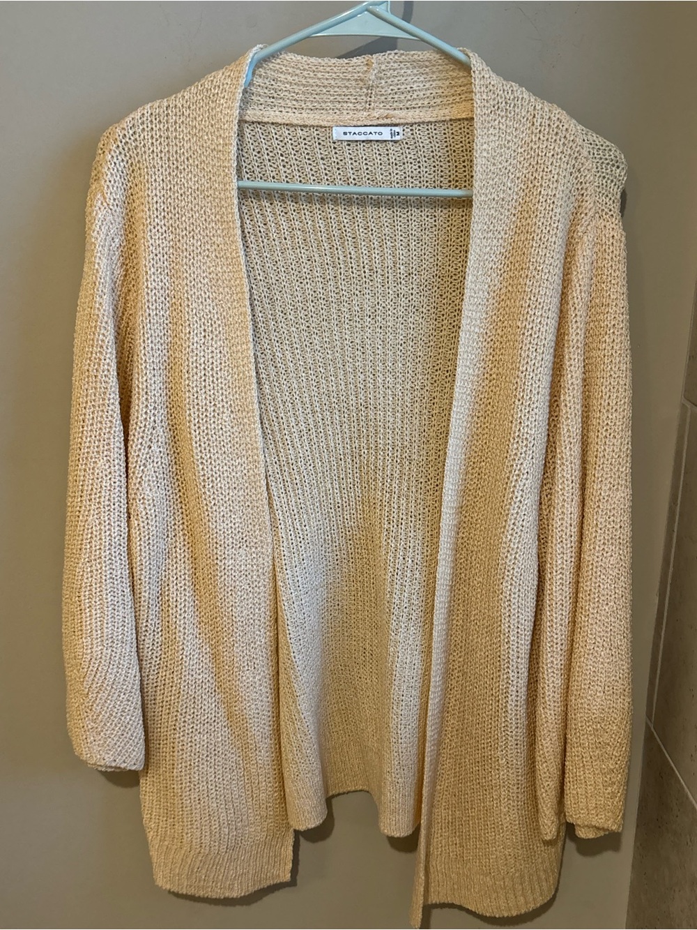 Staccato Beige Open-Front Knit Cardigan